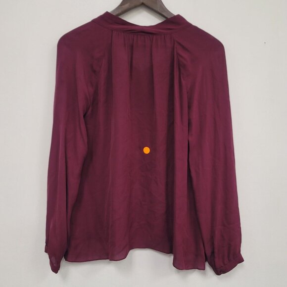 Parker Womens Pussybow Silk Blouse Size S Burgundy Red Long Sleeve Lightweight - Picture 6 of 16
